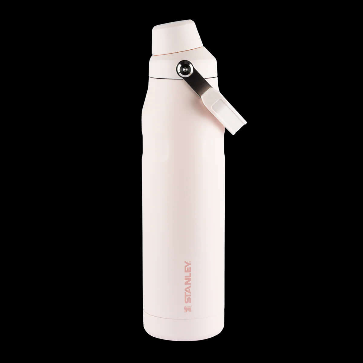 Garrafa Térmica Stanley Aerolight™ Fast Flow - 1,1L em fundo preto, destacando leveza e resistência para uso diário.