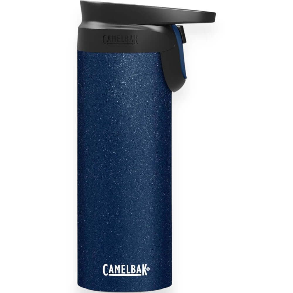 Garrafa Térmica Camelbak Forge Flow 600ml em azul, ideal para viagens, trabalho e atividades físicas, com alta eficiência térmica.