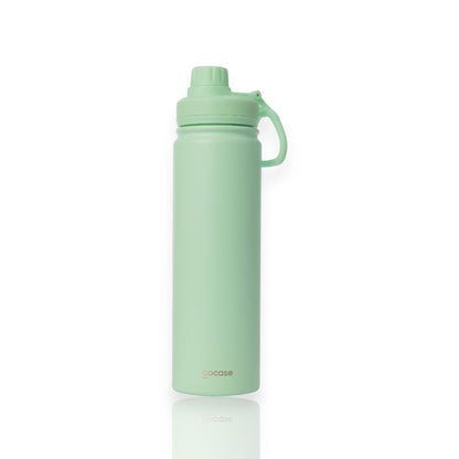 Garrafa Térmica Gocase Fresh - 650ml verde com alça embutida, mantendo bebidas quentes por até 12 horas e frias por até 24 horas.
