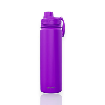Garrafa Térmica Gocase Fresh - 650ml roxa com design funcional, tampa rosqueável e alça embutida para facilitar o transporte.