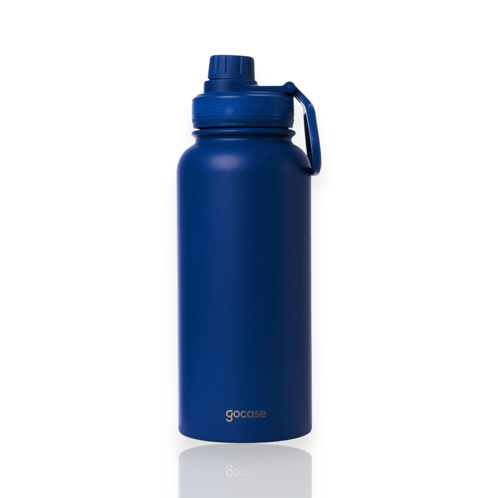 Garrafa Térmica Gocase Fresh - 950ml de aço inoxidável azul com isolamento de parede dupla para manter bebidas geladas ou quentes.