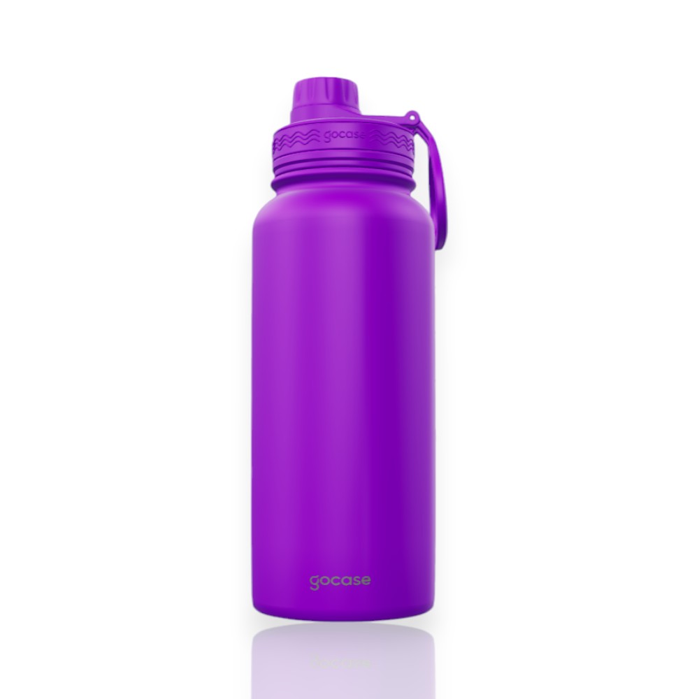 Garrafa Térmica Gocase Fresh - 950ml roxa em aço inoxidável, ideal para manter bebidas quentes ou frias, com design moderno.