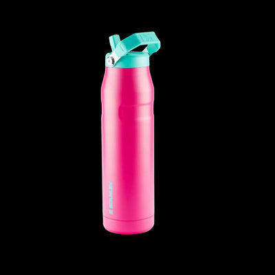Garrafa Térmica Stanley Aerolight™ Flip Straw - 1,1L rosa, dobrável, com capacidade de manter bebidas frias por até 48 horas.
