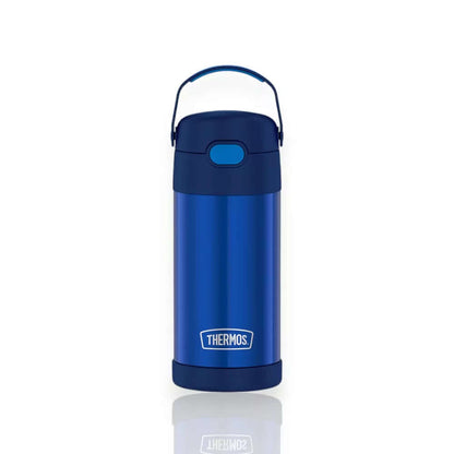 Garrafa Térmica Funtainer Thermos - 355ml azul para crianças, mantém líquidos gelados por 12h com isolamento a vácuo.