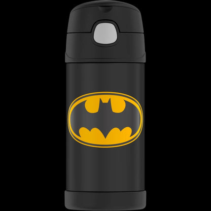 Garrafa Térmica Funtainer Thermos - 355ml com design Batman, ideal para crianças, mantém bebidas geladas por 12h, aço inoxidável.