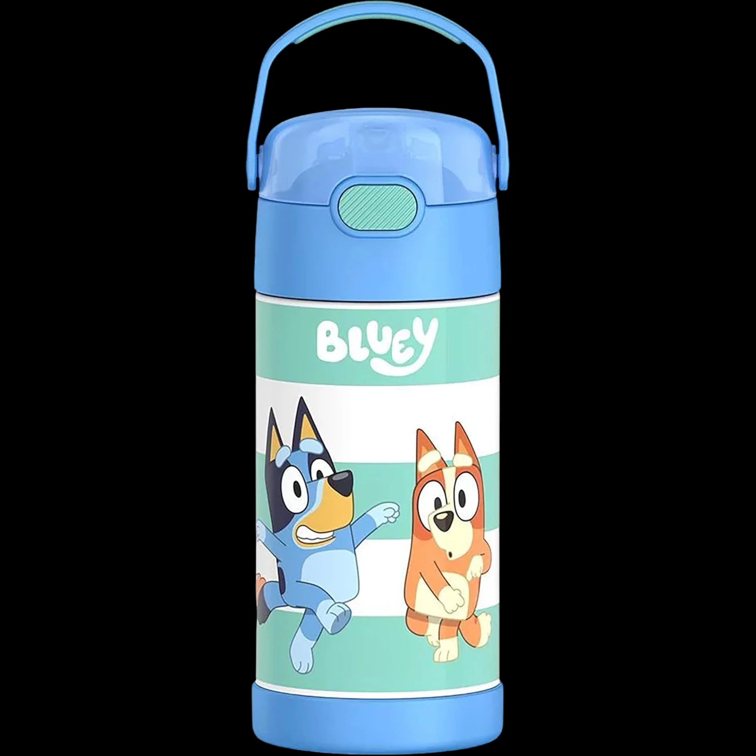 Garrafa Térmica Funtainer Thermos - 355ml com personagem Bluey em design infantil colorido, ideal para manter bebidas frias por 12h.