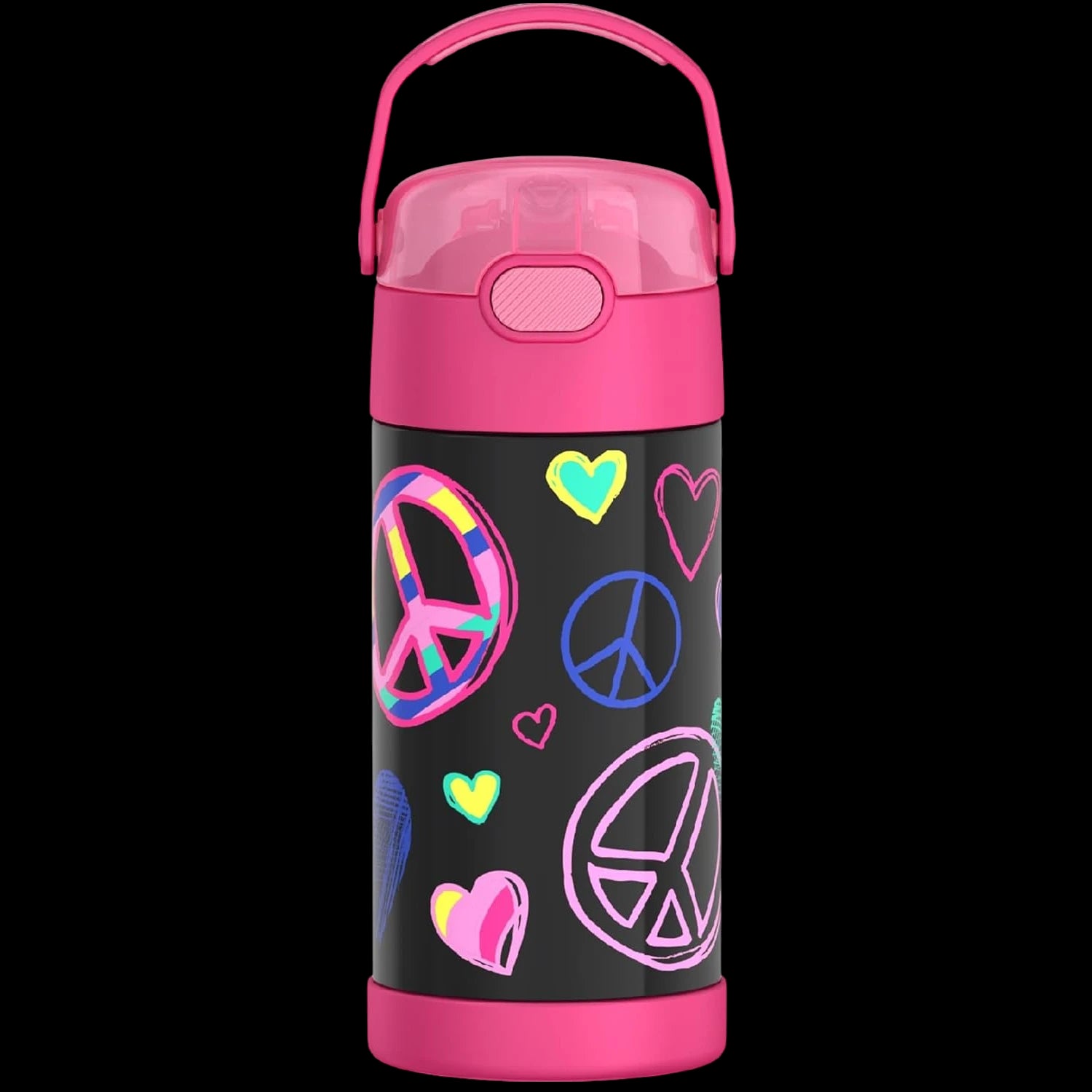 Garrafa Térmica Funtainer Thermos - 355ml, garrafa infantil com design colorido e isolamento a vácuo, mantém bebidas frias por 12h.