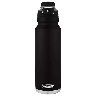 Garrafa Térmica 1,2L FreeFlow AUTOSEAL® Coleman preta com tecnologia de isolamento a vácuo, conservação até 58 horas fria e 20 horas quente.