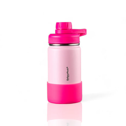 Garrafa Térmica GalaxyFlask® - 380ml em rosa, mantém bebidas quentes por 12h e frias por 24h, feita em aço inoxidável.