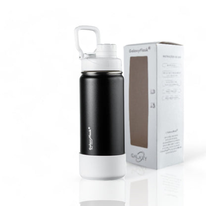 Garrafa Térmica GalaxyFlask® 532 - Black Editions em exibição com desempenho térmico imbatível, mantendo bebidas quentes e frias.