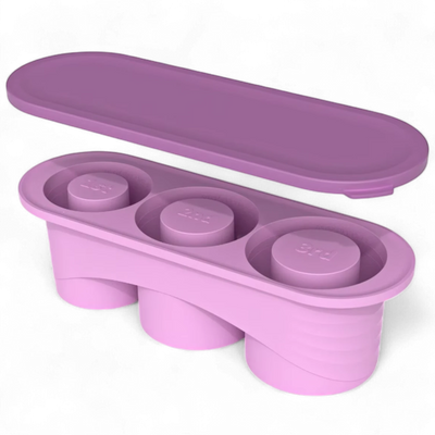 Forma de Gelo para Quencher - Todos os tamanhos em silicone lilás, com três compartimentos para copos Stanley Quencher.