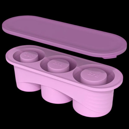 Forma de Gelo para Quencher - Todos os tamanhos em silicone lilás, com três compartimentos para copos Stanley Quencher.