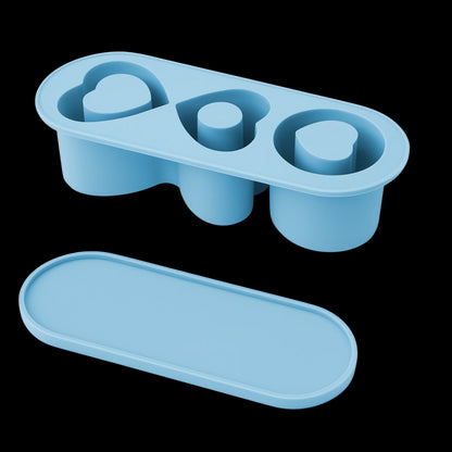 Forma de Gelo para Quencher - Todos os tamanhos, molde azul com três cavidades ajustáveis para cubos de gelo em copos Stanley Quencher.