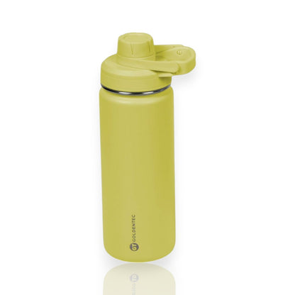 Garrafa Térmica Goldentec 500ml amarela com alta termicidade e design moderno, ideal para bebidas quentes e frias.