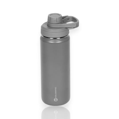 Garrafa Térmica Goldentec 500ml com isolamento de aço inoxidável para manter bebidas quentes ou frias, ideal para academia e passeios.