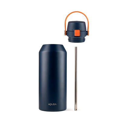 Garrafa Térmica Kouda Vega – 1000ml em azul, com tampa e canudo de aço inox.
