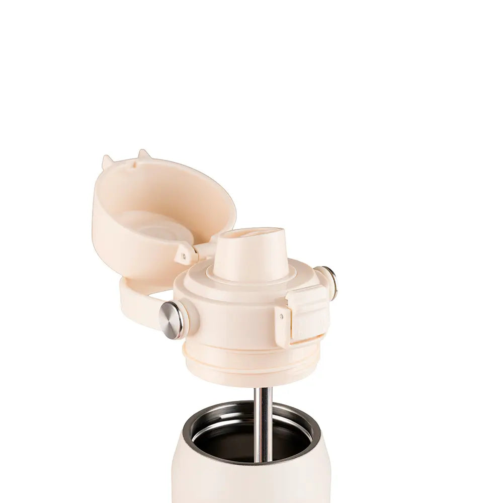 Garrafa Térmica Kouda Vega – 500ml com tampa aberta, ideal para conservar bebidas quentes e frias.