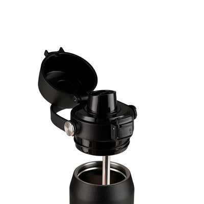 Garrafa Térmica Kouda Vega – 500ml com tampa aberta e sistema de fechamento prático.