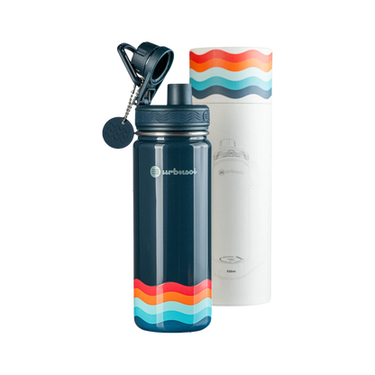 Garrafa Térmica Urbnsol 532ml - Core e Waves, com design colorido e isolamento térmico para manter bebidas quentes ou frias por horas.