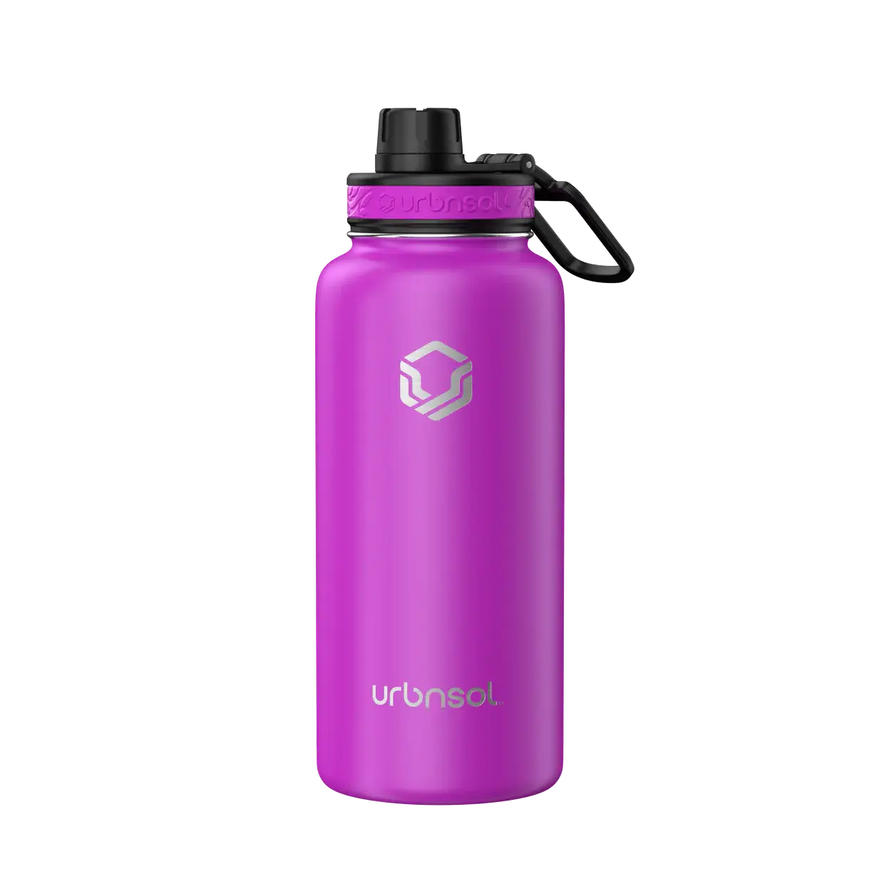 Garrafa Térmica Urbnsol 946ml - Tradicional em roxo, ideal para manter bebidas quentes ou frias, capacidade de 946ml em aço inoxidável.