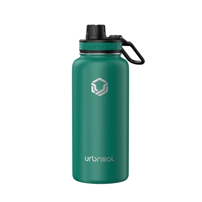 Garrafa Térmica Urbnsol 946ml - Tradicional verde, conserva bebidas quentes por 12h e frias por 24h, em aço inoxidável 18/8.