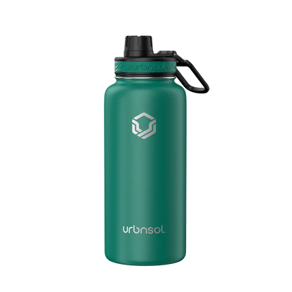 Garrafa Térmica Urbnsol 946ml - Tradicional verde, conserva bebidas quentes por 12h e frias por 24h, em aço inoxidável 18/8.