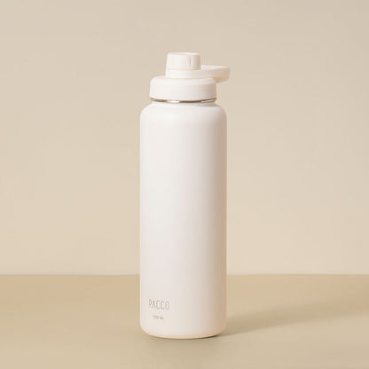 Garrafa Térmica PACCO Hydrav2 1200ml em branco, ideal para manter bebidas frias por 24 horas e quentes por 12 horas.
