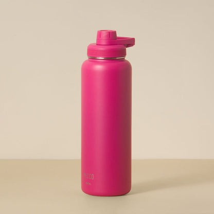 Garrafa Térmica PACCO Hydrav2 1200ml rosa, ideal para manter bebidas frias por 24h e quentes por 12h, perfeita para viagens e academia.