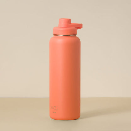 Garrafa Térmica PACCO Hydrav2 1200ml coral com design moderno, ideal para manter bebidas frias por 24h e quentes por 12h.