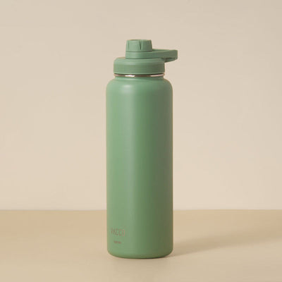 Garrafa Térmica PACCO Hydrav2 1200ml verde, alta performance térmica, ideal para academia, viagens, mantém bebidas frias e quentes.