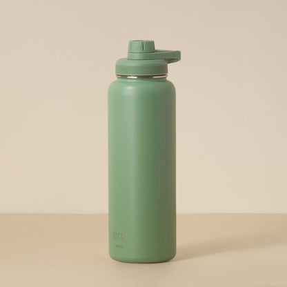 Garrafa Térmica PACCO Hydrav2 1200ml verde, alta performance térmica, ideal para academia, viagens, mantém bebidas frias e quentes.