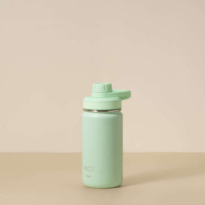 Garrafa Térmica PACCO Hydrav2 350ml verde, design elegante, isolamento a vácuo, ideal para bebidas quentes e frias por horas.