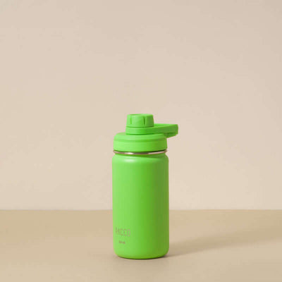 Garrafa Térmica PACCO Hydrav2 350ml em verde, design compacto, eficiência térmica para bebidas quentes ou frias. Ideal para transportes.