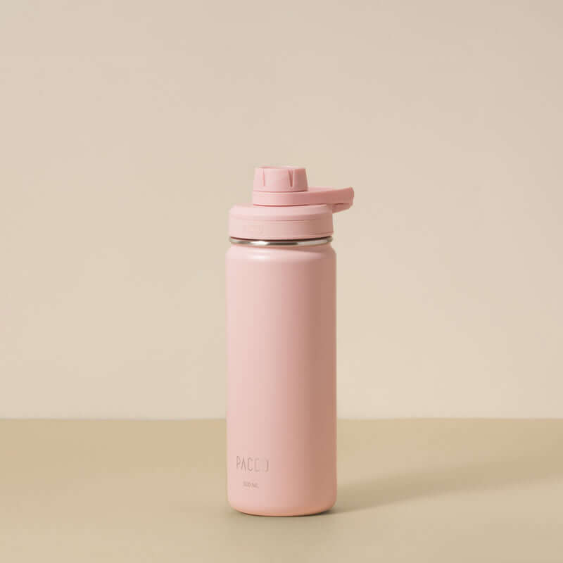 Garrafa Térmica PACCO Hydrav2 500ml na cor rosa, com design elegante e isolamento térmico para manter bebidas quentes ou frias por horas.