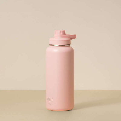 Garrafa Térmica PACCO Hydrav2 950ml rosa com design moderno e isolamento a vácuo para bebidas frias e quentes.