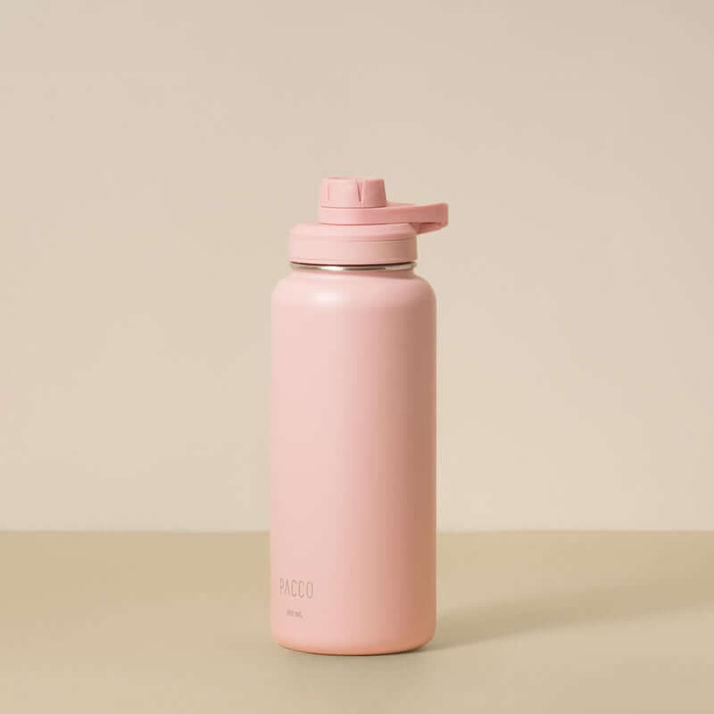 Garrafa Térmica PACCO Hydrav2 950ml rosa com design moderno e isolamento a vácuo para bebidas frias e quentes.
