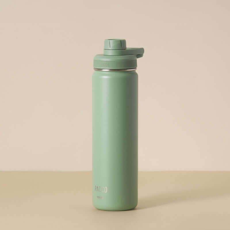 Verde Garrafa Térmica PACCO Hydrav2 650ml com design sofisticado e desempenho térmico alto, ideal para bebidas quentes e frias.