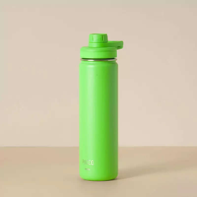 Garrafa Térmica PACCO Hydrav2 650ml verde com isolamento a vácuo e design moderno, ideal para manter bebidas frias ou quentes.