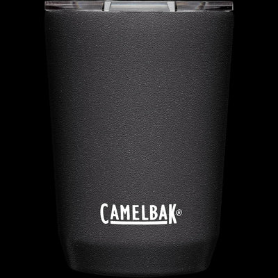 Copo Térmico Horizon Camelbak 350ml em aço inox preto, ideal para manter bebidas quentes por 4h e frias por 6h, design compacto.