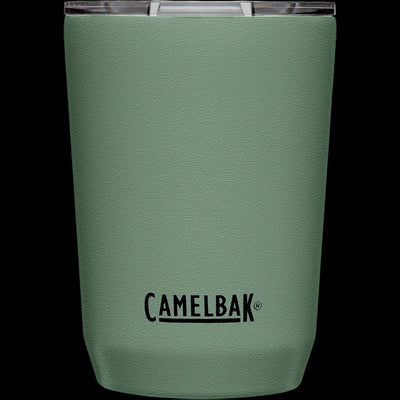 Copo Térmico Horizon Camelbak 350ml verde com tampa transparente, mantêm bebidas quentes por 4h e frias por 6h, ideal para uso diário.