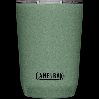 Copo Térmico Horizon Camelbak 350ml verde com tampa transparente, mantêm bebidas quentes por 4h e frias por 6h, ideal para uso diário.