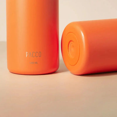 Garrafa Térmica PACCO Hydrav2 1200ml laranja, ideal para manter bebidas quentes e frias com design moderno e resistente.