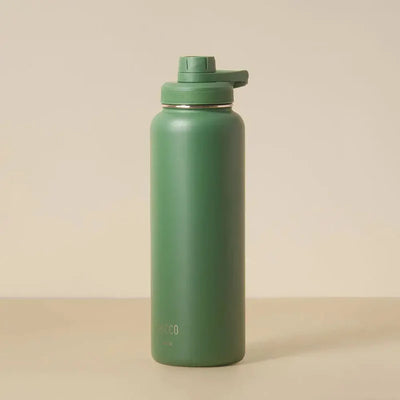 Garrafa Térmica PACCO Hydrav2 1200ml verde, ideal para manter bebidas frias por 24h e quentes por 12h, perfeita para várias atividades.