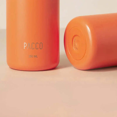 Garrafa Térmica PACCO Hydrav2 350ml laranja, design elegante e compacto, eficiente para manter bebidas quentes ou frias.