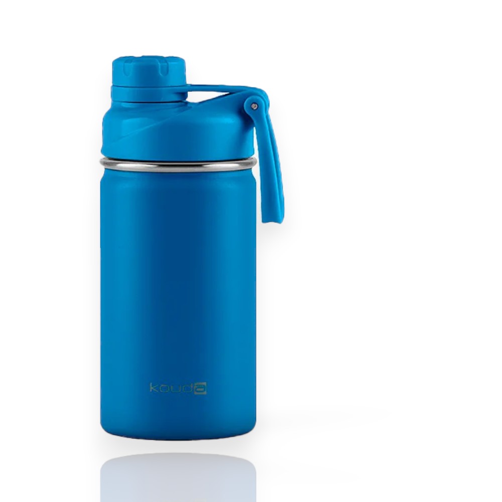 Garrafa Térmica Kouda Ladakh - 350ml, azul, em aço inoxidável, resistente à corrosão, ideal para uso diário e atividades ao ar livre.
