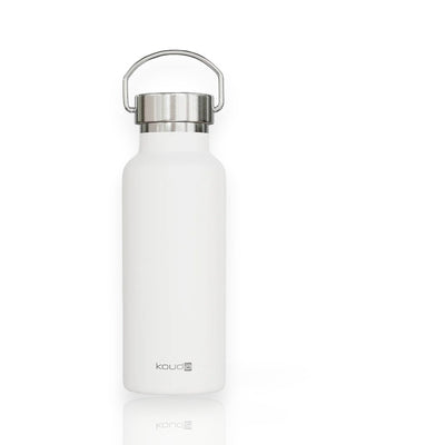 Garrafa Térmica Kouda Martial - 500ml em aço inoxidável branca com parede dupla para manter bebidas na temperatura ideal.