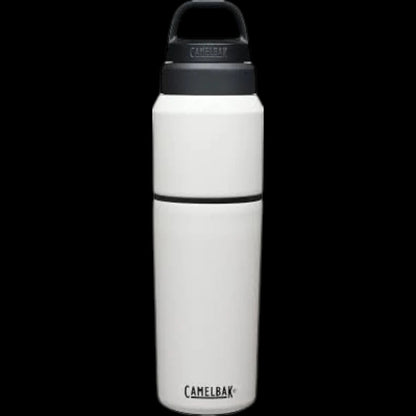 Garrafa Térmica Camelbak MultiBev 650ml branca com copo de viagem destacável, versátil e sustentável, ideal para bebidas quentes e frias.
