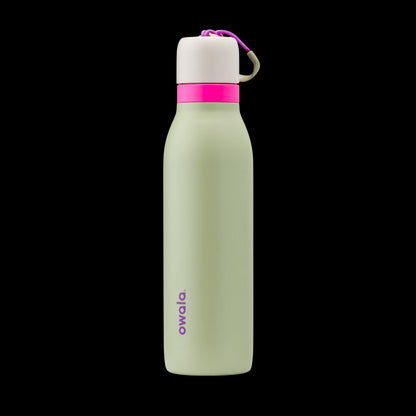 Garrafa Térmica Owala Twist - 532ml | 18oz verde com tampa rosa e função FreeSip 2 em 1. Garrafa térmica original com isolamento triplo.