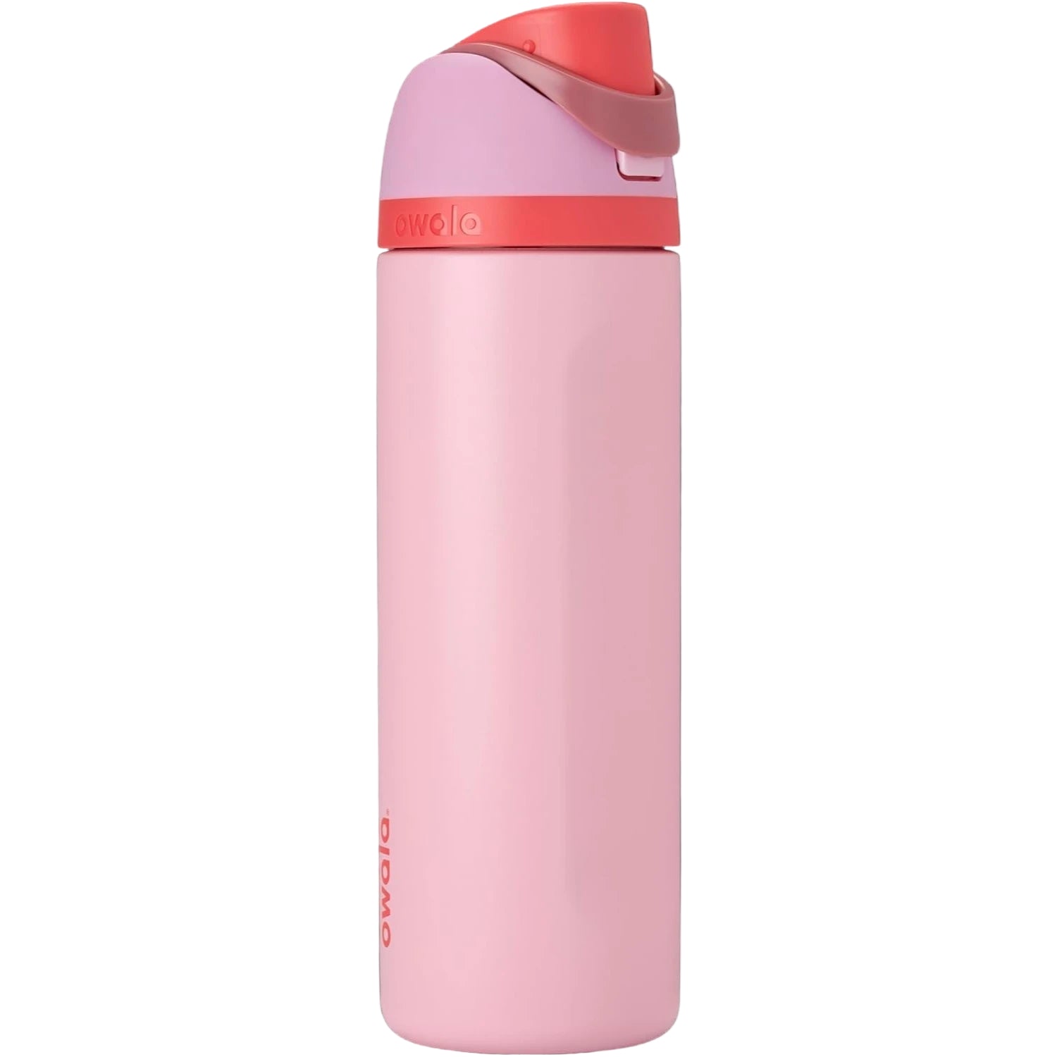 Garrafa Térmica Owala FreeSip - 710ml | 24oz em rosa e vermelho, com tampa de vedação antivazamento e alça dobrável.
