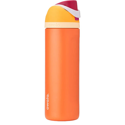 Garrafa Térmica Owala FreeSip - 710ml | 24oz, laranja com isolação de tripla parede e bico FreeSip patenteado para bebidas geladas.